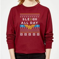 DC Comics Wonder Woman 'Sleigh All Day Damen Weihnachtspullover – Burgund - M von DC Comics