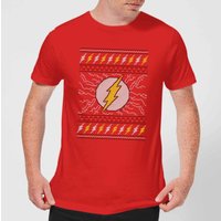 DC Flash Knit Herren Christmas T-Shirt - Rot - L von DC Comics