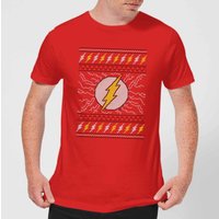 DC Flash Knit Herren Christmas T-Shirt - Rot - S von DC Comics