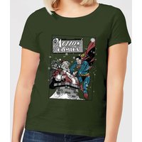 DC Superman Action Comics Damen Christmas T-Shirt - Dunkelgrün - L von DC Comics