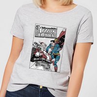 DC Superman Action Comics Damen Christmas T-Shirt - Grau - M von Original Hero