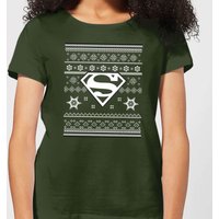 DC Superman Damen Christmas T-Shirt - Dunkelgrün - M von DC Comics