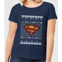 DC Superman Knit Damen Christmas T-Shirt - Navy Blau - XL von DC Comics