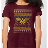 DC Wonder Woman Knit Damen Christmas T-Shirt - Burgunderrot - XL von DC Comics