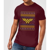 DC Wonder Woman Knit Herren Christmas T-Shirt - Burgunderrot - M von DC Comics