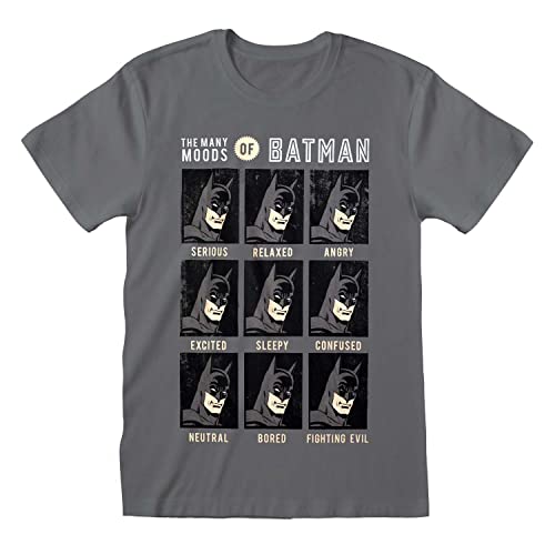 Heroes Inc DC Batman T-Shirt Many Moods of Batman Größe L Shirts Grau von DC Comics
