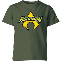 Justice League Aquaman Logo Kids' T-Shirt - Forest Green - 7-8 Jahre von DC Comics