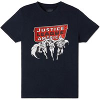 Justice League Metallic Black Ink T-Shirt - Navy - L von DC Comics