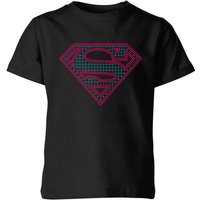 Justice League Superman Retro Grid Logo Kids' T-Shirt - Black - 5-6 Jahre von DC Comics