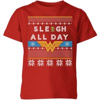 Wonder Woman 'Sleigh All Day Kids' Christmas T-Shirt - Red - 11-12 Jahre von DC Comics