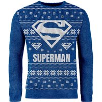 Zavvi Exclusive Superman Strick-Weihnachtspullover - Blue - XXL von DC Comics