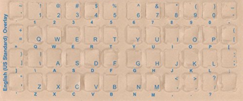 Englisch Tastatur Overlays Aufkleber, Etiketten, blau transparent Zeichen für weiß/elfenbein Farbe Tastaturen. Aus Lexan Material und 3 m selbstklebend auf der Rückseite Aufkleber Wo die Buchstabe Gedruckt ist nie in Kontakt mit Schreibkraft Finger verhindern verblassen Buchstaben von DC