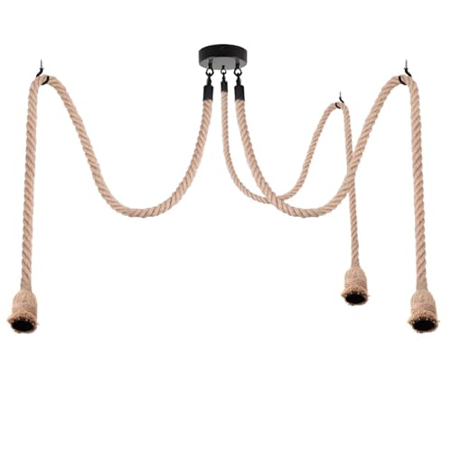 DC VOLTAGE DIY Hanfseil Deckenleuchte Hängeleuchte Vintage Industrie Hängeleuchte E27 Sockel Fassung Landhausstil Neuheit Retro Seil Hängelampe für Café Esszimmer Restaurant Bar Hall von DC VOLTAGE