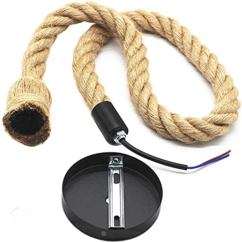 DC VOLTAGE Hanfseil Deckenleuchte Hängeleuchte Vintage Retro Industrie Hängeleuchte Hanfseil Hängeleuchte Retro Deckenleuchte mit E27 Halter für Cafe Esszimmer Restaurant Bar Hall von DC Voltage
