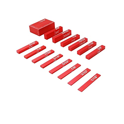 15-teiliges Setup-Block-Höhenmessgerät-Set Präzisions-Aluminium-Setup-Stangen Router-Tischkreissägen-Zubehör 1/16" Holzbearbeitungs-Setup Messwerkzeuge(Rood) von DCDCD