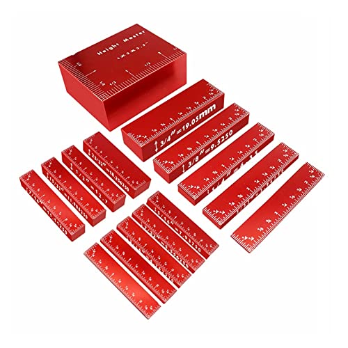 17 STÜCKE Setup-Blöcke Höhenmesser-Set Präzisions-Aluminium-Setup-Stangen for Router- und Tischkreissägen-Zubehör 1/16 "Holzbearbeitungs-Setup Messwerkzeuge von DCDCD