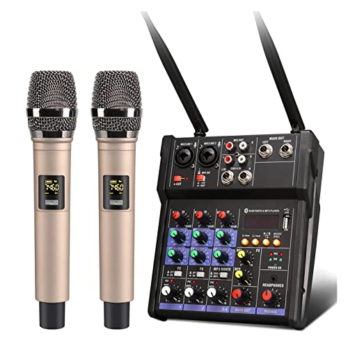 DCDCD 4 Kanal -Audio -Mixerkonsole mit drahtlosen Mikrofon -Mini DJ Bluetooth -Mixer mit 48 V Phantom Power R20 DCDCD 4 Kanal -Audio -Mixerkonsole mit drahtlosen Mikrofon -Mini DJ Bluetooth -Mixer mit 48 V Phantom Power R20 von DCDCD