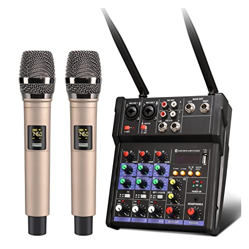 DCDCD 4 Kanal -Audio -Mixerkonsole mit drahtlosen Mikrofon -Mini DJ Bluetooth -Mixer mit 48 -V -Phantomleistung DCDCD 4 Kanal -Audio -Mixerkonsole mit drahtlosen Mikrofon -Mini DJ Bluetooth -Mixer mit 48 -V -Phantomleistung von DCDCD