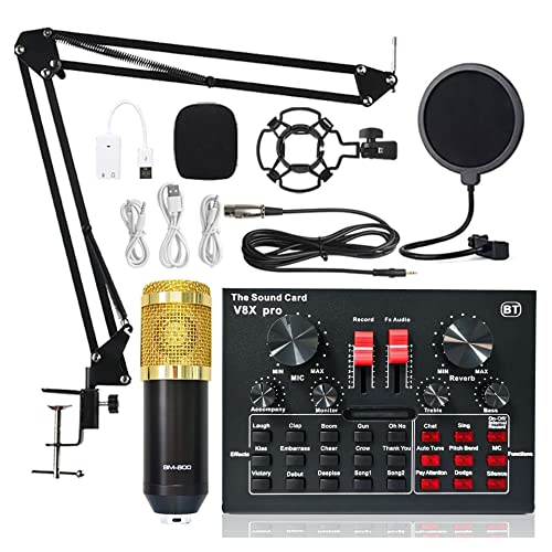 DCDCD Kondensatormikrofonpaket, Mikrofon -Kit mit Live -Soundkarte, einstellbare Mikrofon -Suspensionsschere, Audio -Schnittstelle DJ Rührgerät(1 UK) von DCDCD