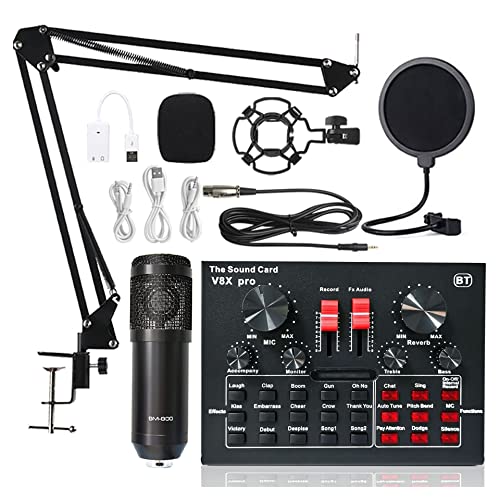 DCDCD Kondensatormikrofonpaket, Mikrofon -Kit mit Live -Soundkarte, einstellbare Mikrofon -Suspensionsschere, Audio -Schnittstelle DJ Rührgerät(2) von DCDCD