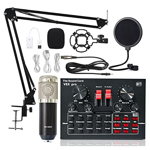 DCDCD Kondensatormikrofonpaket, Mikrofon -Kit mit Live -Soundkarte, einstellbare Mikrofon -Suspensionsschere, Audio -Schnittstelle DJ Rührgerät(3) von DCDCD