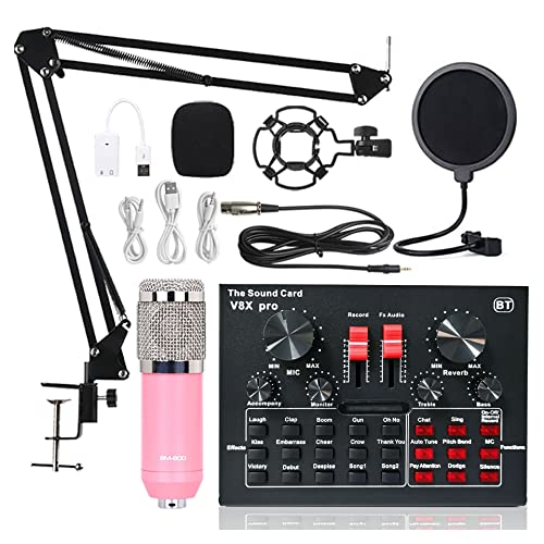 DCDCD Kondensatormikrofonpaket, Mikrofon -Kit mit Live -Soundkarte, einstellbare Mikrofon -Suspensionsschere, Audio -Schnittstelle DJ Rührgerät(6) von DCDCD
