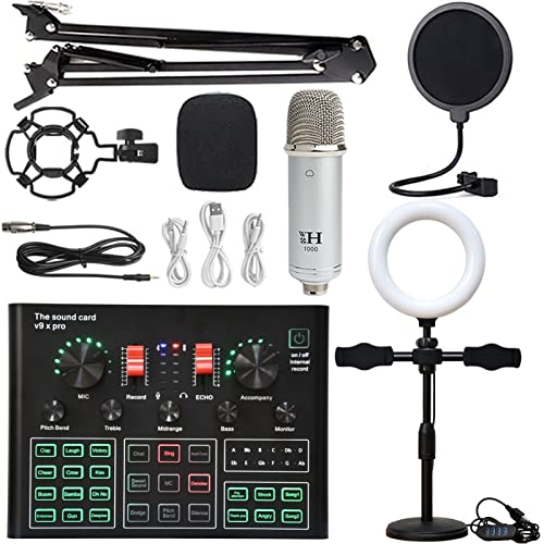 DCDCD Podcast Equipment Bundle Sound Card Live Broadcast Dedizierte vollständige Set von V8 Live Broadcast Set BM800 Mikrofon(10) von DCDCD