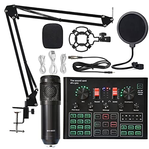 DCDCD Podcast Equipment Bundle Sound Card Live Broadcast Dedizierte vollständige Set von V8 Live Broadcast Set BM800 Mikrofon(2) von DCDCD