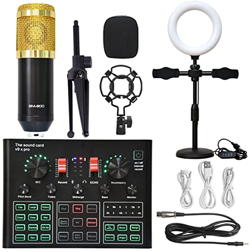 DCDCD Podcast Equipment Bundle Sound Card Live Broadcast Dedizierte vollständige Set von V8 Live Broadcast Set BM800 Mikrofon(4) von DCDCD