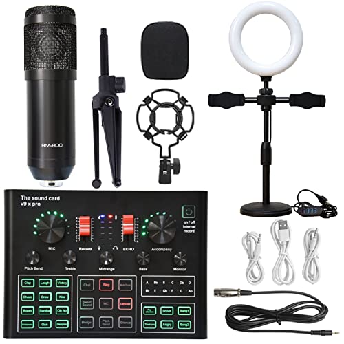 DCDCD Podcast Equipment Bundle Sound Card Live Broadcast Dedizierte vollständige Set von V8 Live Broadcast Set BM800 Mikrofon(5) von DCDCD
