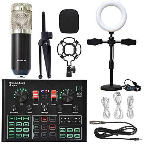 DCDCD Podcast Equipment Bundle Sound Card Live Broadcast Dedizierte vollständige Set von V8 Live Broadcast Set BM800 Mikrofon(6) von DCDCD