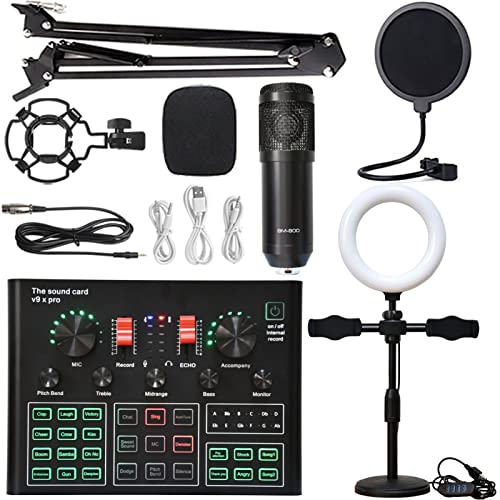 DCDCD Podcast Equipment Bundle Sound Card Live Broadcast Dedizierte vollständige Set von V8 Live Broadcast Set BM800 Mikrofon(8) von DCDCD