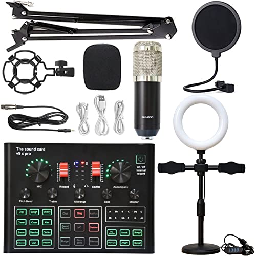 DCDCD Podcast Equipment Bundle Sound Card Live Broadcast Dedizierte vollständige Set von V8 Live Broadcast Set BM800 Mikrofon(9) von DCDCD