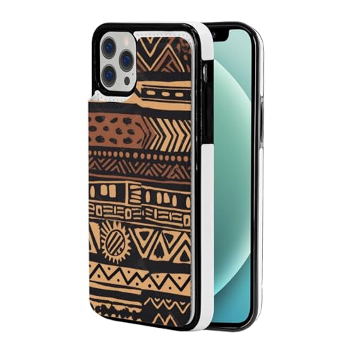 DCEHGEW African Mud Cloth Tribal 1 Handyhülle für iPhone 12 Mini, 13,7 cm (5,4 Zoll), Flip-Lederhülle, stoßfest, Brieftaschen-Handyhülle, Schutz mit 2 Kartenfächern, Weiß von DCEHGEW