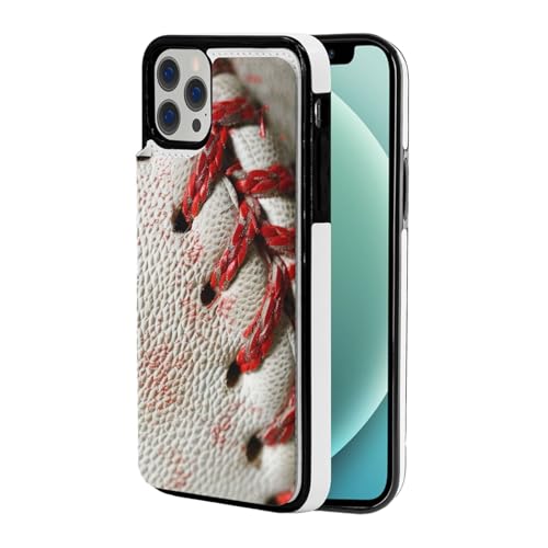 DCEHGEW Baseball-Schutzhülle für iPhone 12 Mini, 13,7 cm (5,4 Zoll), Klappetui, Leder, stoßfest, Brieftaschen-Handyhülle, Schutz mit 2 Kartenfächern, Weiß von DCEHGEW