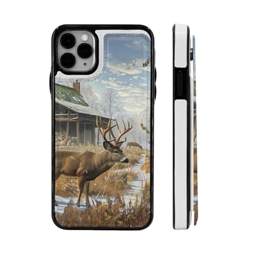 DCEHGEW Bedruckte Handyhülle für iPhone 11-6,1 Zoll (27,9–15,5 cm), Klapp-Lederhülle, stoßfest, Brieftaschen-Schutzhülle, Schwarz von DCEHGEW