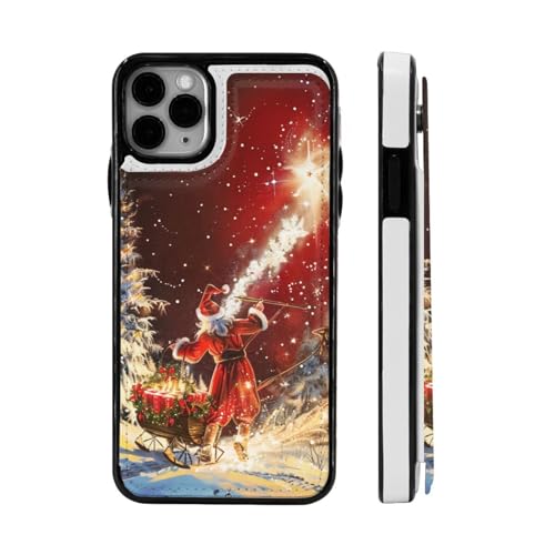 DCEHGEW Bedruckte Handyhülle mit Weihnachtszauber für iPhone 11 Pro Max, 16,5 cm (6,5 Zoll), Klappetui, Leder, stoßfest, Brieftaschenformat, Schwarz von DCEHGEW