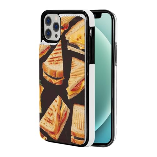 DCEHGEW Cheese Sandwiches Handyhülle für iPhone 12 Pro, 15,5 cm (6,1 Zoll), Klappetui, Leder, stoßfest, Brieftaschen-Handyhülle, Schutz mit 2 Kartenfächern, Weiß von DCEHGEW