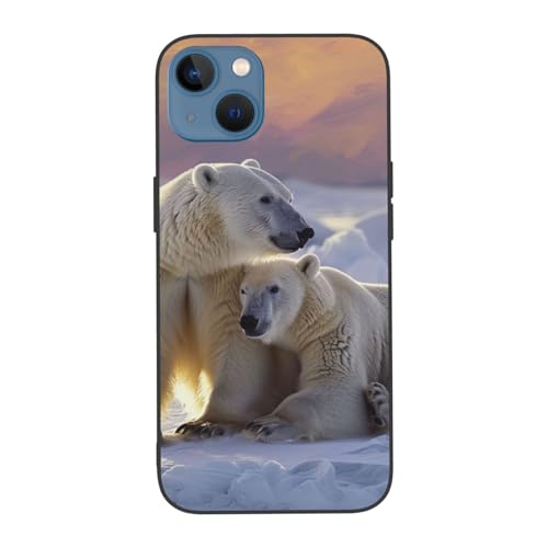 DCEHGEW Eisbär bedruckte Handyhülle für iPhone 13 15,5 cm (6,1 Zoll) – Niedliche, stoßfeste Handyhülle für iPhone 13, Anti-Fingerabdruck, kein Vergilben von DCEHGEW