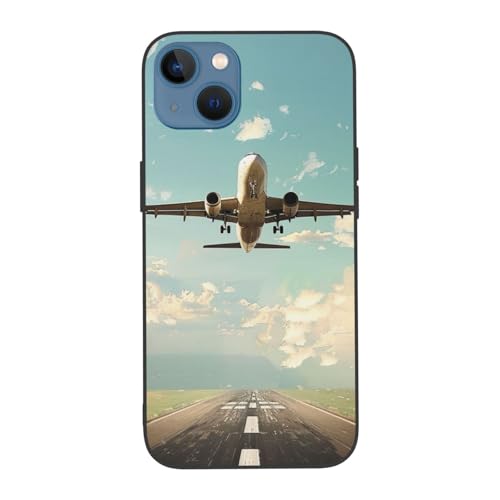DCEHGEW Flugzeug-bedruckte Handyhülle für iPhone 13 15,5 cm (6,1 Zoll) – Niedliche, stoßfeste Handyhülle für iPhone 13, Anti-Fingerabdruck, kein Vergilben Weiß von DCEHGEW