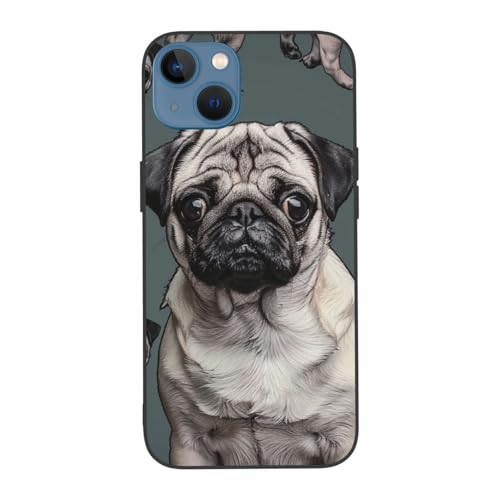 DCEHGEW Imagen De Pug Bedruckte Handyhülle für iPhone 13 15,5 cm (6,1 Zoll) – Niedliche, stoßfeste Handyhülle für iPhone 13, Anti-Fingerabdruck, kein Vergilben, Weiß von DCEHGEW