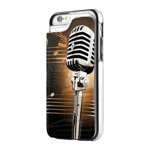 DCEHGEW Mikrofon mit Musiknoten bedruckte Handyhülle Brieftasche für iPhone 7/8, Klapphülle, Leder, stoßfest, Brieftasche, Handyhülle, Schutz, Schwarz DCEHGEW Mikrofon mit Musiknoten bedruckte Handyhülle Brieftasche für iPhone 7/8, Klapphülle, Leder, stoßfest, Brieftasche, Handyhülle, Schutz, Schwarz von DCEHGEW