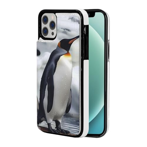 DCEHGEW Pinguin-Schutzhülle für iPhone 12-6,1 Zoll (30,5–15,5 cm), Klappetui, stoßfest, Brieftaschen-Handyhülle, Schutz mit 2 Kartenfächern, Weiß von DCEHGEW