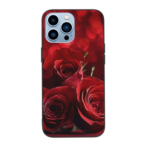 DCEHGEW Rote Rosen bedruckte Handyhülle für iPhone 13 Pro 6,1 Zoll – Niedliche, stoßfeste Handyhülle für iPhone 13 Pro, Anti-Fingerabdruck, kein Vergilben von DCEHGEW