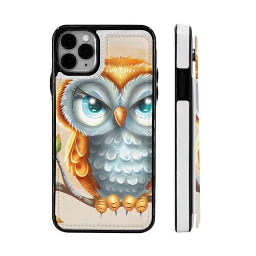 DCEHGEW Schutzhülle für iPhone 11-6,1 Zoll (27,9 - 15,5 cm) mit niedlichem Cartoon-Eulen-Aufdruck, stoßfeste Brieftaschen-Schutzhülle von DCEHGEW