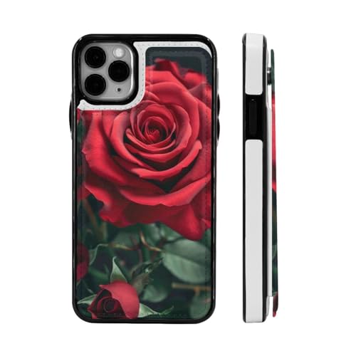 DCEHGEW Schutzhülle für iPhone 11 Pro, 14,7 cm (5,8 Zoll), Klappetui, Leder, stoßfest, Brieftaschenformat, Rot von DCEHGEW