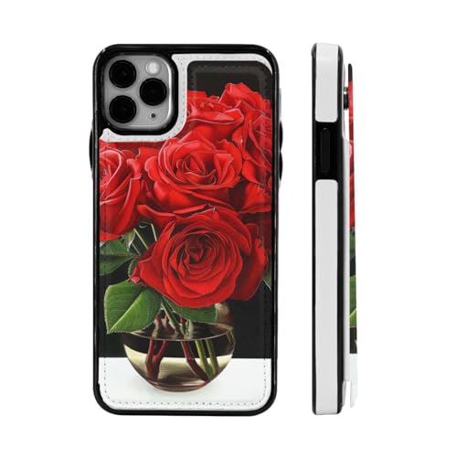 DCEHGEW Schutzhülle für iPhone 11 Pro, 14,7 cm (5,8 Zoll), Klappetui, Leder, stoßfest, Brieftaschenformat, Rot von DCEHGEW