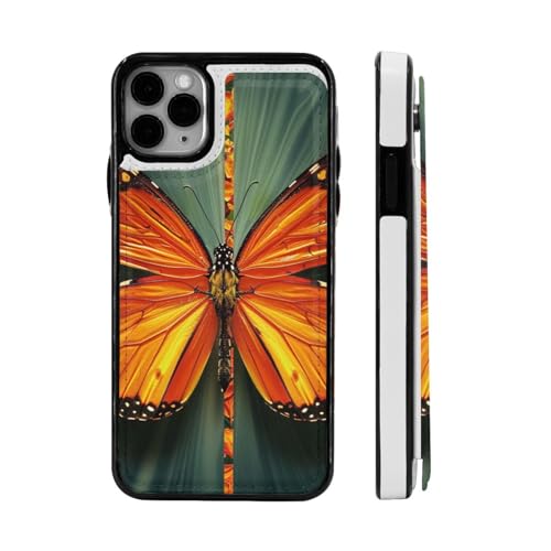 DCEHGEW Schutzhülle für iPhone 11 Pro Max (16,5 cm / 6,5 Zoll), Klappetui, Leder, stoßfest, Brieftaschenformat, Orange von DCEHGEW