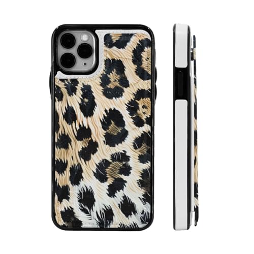 DCEHGEW Schutzhülle für iPhone 11 Pro Max mit Leopardenmuster, 16,5 cm (6,5 Zoll), Klappetui, Leder, stoßfest, Brieftaschen-Schutzhülle von DCEHGEW