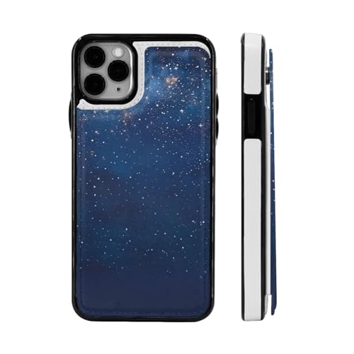 DCEHGEW Schutzhülle für iPhone 11 Pro Max mit Motiv Weltraum und Sterne, 16,5 cm (6,5 Zoll), Klappetui, Leder, stoßfest, Brieftaschenformat, Schwarz von DCEHGEW